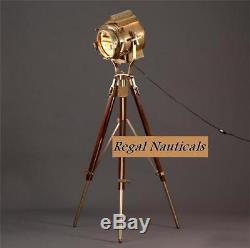 Vintage Industrial Designer Antique Nautical Spot Light Tripod Floor Ikea Lamp