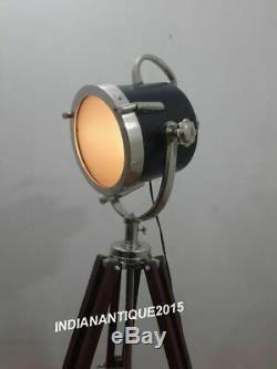 Vintage Industrial Nautical Spot Light Floor Lamp Tripod Stand