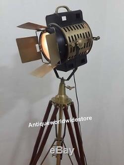 Vintage Industrial Nautical Spot Light Floor Lamp Tripod Stand Home Decor