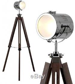 Vintage Industrial Photography Film Studio Adjustable Wooden Tripod Floor Lamp