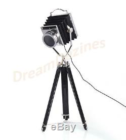 Vintage Industrial Retro Style Spot Light Lamp Wooden Tripod Theatre Photography