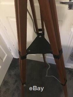 Vintage Industrial Search Light/ Spot Light. On Hard Wood Tripod