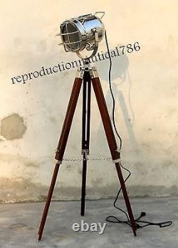 Vintage Industrial Spot Light Floor Lamp Nautical Tripod Bedroom Conner Lamp Dec