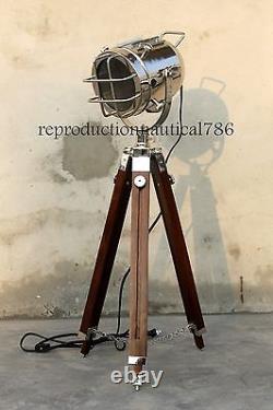 Vintage Industrial Spot Light Floor Lamp Nautical Tripod Bedroom Conner Lamp Dec