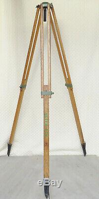 Vintage Industrial Wooden Surveying Tripod Theodolite Stand NK TEC LTD