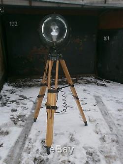 Vintage Industrial Wooden Tripod Light Lamp