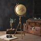 Vintage Inspired Tabletop World Globe On Tripod Stand