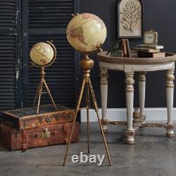 Vintage Inspired Tabletop World Globe on Tripod Stand
