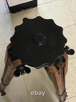 Vintage K&E Wood Camera/Surveyor Adjustable Height Tripod to approx. 58