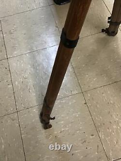 Vintage K&E Wood Camera/Surveyor Adjustable Height Tripod to approx. 58