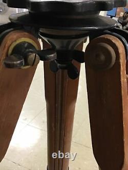 Vintage K&E Wood Camera/Surveyor Adjustable Height Tripod to approx. 58