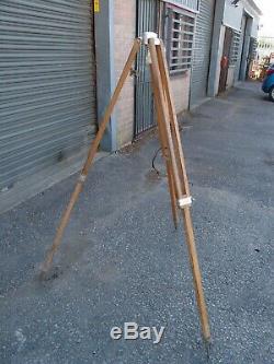 Vintage Kern Aarau Switzerland Wooden & Aluminium Tripod & Surveyor's Level