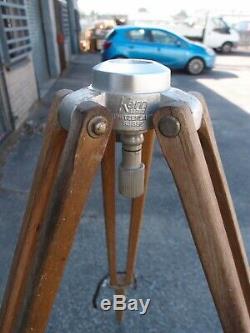 Vintage Kern Aarau Switzerland Wooden & Aluminium Tripod & Surveyor's Level