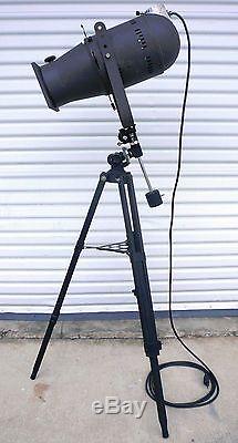 Vintage Kliegl Bros Theater Stage Light + Wooden Tripod Wired 110 Volt Steampunk