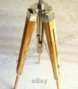Vintage LED Floor Lamp stand Shade Fixture wooden tripod light base Home Decor