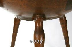 Vintage Large Hand Carved Wooden Bowl On Turned Wood Tripod Legs 22.5H x 18D