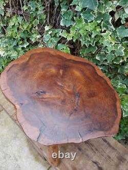 Vintage Live Edge Stool Tripod Walnut Wood Stool Plant Stand Table Real Tree