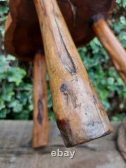 Vintage Live Edge Stool Tripod Walnut Wood Stool Plant Stand Table Real Tree