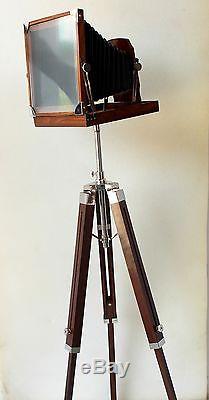 Vintage Look Retro Wooden Camera Tripod Stand Floor Home Decor Folding Cameras