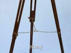 Vintage Looking New Design Brass TELESCOPE 39 Inch Wooden Tripod Stand Spyglass