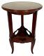 Vintage Mahogany Tiered Tripod Side Table Fluted Column Flared Leg