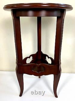 Vintage Mahogany Tiered Tripod Side Table Fluted Column Flared Leg