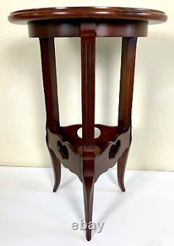 Vintage Mahogany Tiered Tripod Side Table Fluted Column Flared Leg