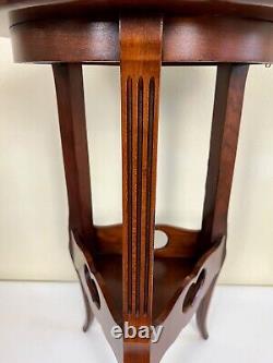 Vintage Mahogany Tiered Tripod Side Table Fluted Column Flared Leg