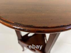 Vintage Mahogany Tiered Tripod Side Table Fluted Column Flared Leg