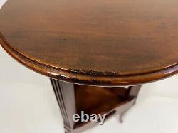 Vintage Mahogany Tiered Tripod Side Table Fluted Column Flared Leg