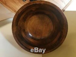 Vintage Mahogany Wood Salad Bowl Set with Tripod Stand, 4 Bowls and Utensils
