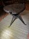 Vintage Malawian Ebony Wood Authentic Tripod Table Reversible Top. Hand Carved