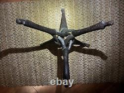 Vintage Malawian Ebony Wood authentic tripod table reversible top. Hand carved