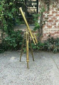 Vintage Marine Brass Maritime Telescope 39'' large Nautical With Tripod Stand