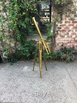 Vintage Marine Brass Maritime Telescope 39'' large Nautical With Tripod Stand