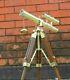 Vintage Marine Mini Double Barrel Brass Telescope With Wooden Tripod Stand Gift