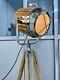 Vintage Marine Nautical Searchlight Teak Wooden Tripod Floor Lamp For Home Decor