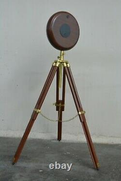 Vintage Marine Wooden Wall & Floor Clock with Tripod Stand Home Decor