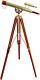 Vintage Maritime Anchor Master Telescope Shiny Brass Adjustable Wooden Tripod Ro