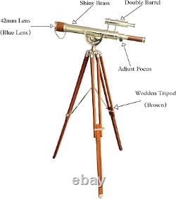 Vintage Maritime Anchor Master Telescope Shiny Brass Adjustable Wooden Tripod Ro