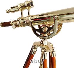 Vintage Maritime Anchor Master Telescope Shiny Brass Adjustable Wooden Tripod Ro