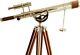 Vintage Maritime Anchor Master Telescope Shiny Brass Double Barrel Brown Leather