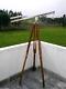 Vintage Maritime Brass Teliscope Nikil Finish With Wooden Tripod Height 65 Inch
