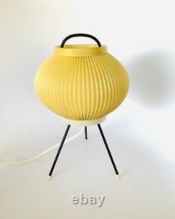 Vintage Mid Century White Plastic Bubble Lamp with Wooden Tripod Legs