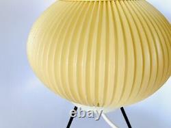 Vintage Mid Century White Plastic Bubble Lamp with Wooden Tripod Legs