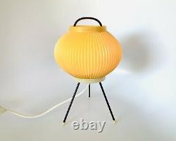 Vintage Mid Century White Plastic Bubble Lamp with Wooden Tripod Legs