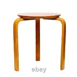Vintage Mid Century Wood Alvar Aalto Bentwood Denmark Style Tripod Side Table