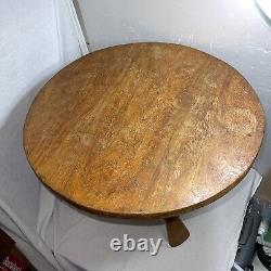 Vintage Midcentury Modern primitive burl wood tripod occasional table