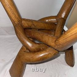 Vintage Midcentury Modern primitive burl wood tripod occasional table