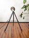 Vintage Military Headlight On Aluminium Photography Tripod Standard Floor Lamp